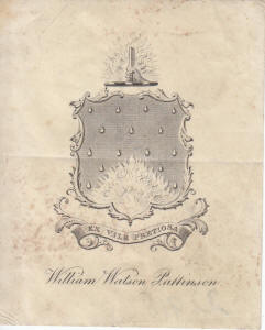 engraving of William Watson Pattinson's coat of arms
