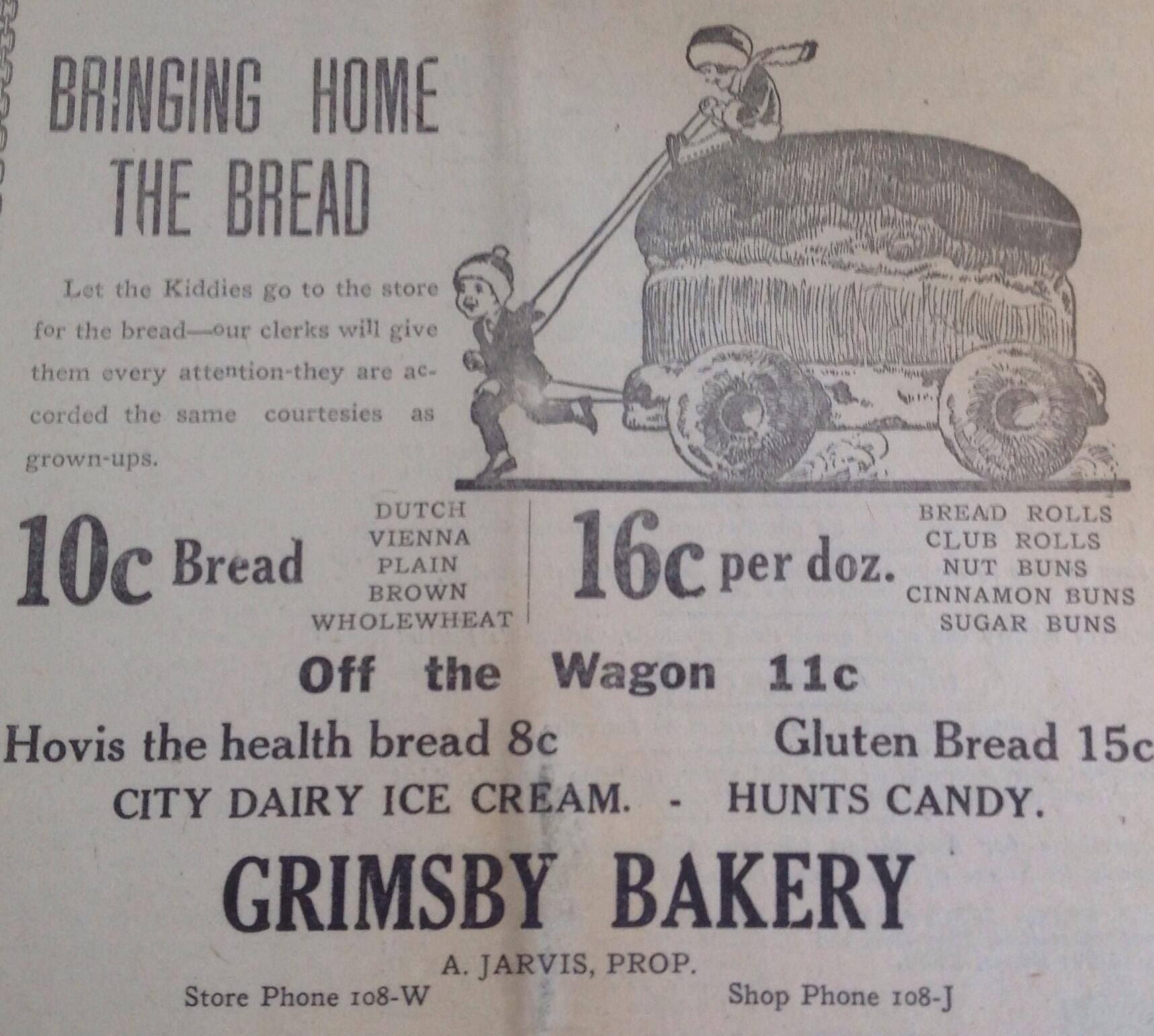 advert for Jarvis bakery