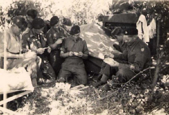B Troop, Chouain, June 1944; Sidney Beck at far left