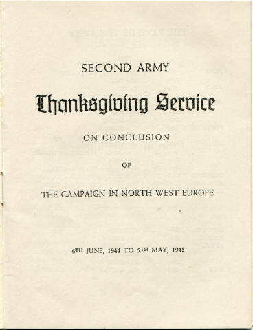 title page of programme for thanksgiving service