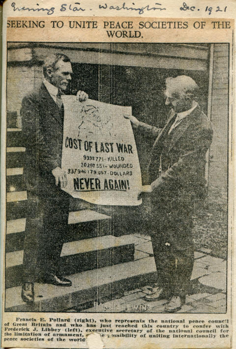 Frank Pollard and Frederick J. Libbey, clip from Evening Star, Washington, December 1921