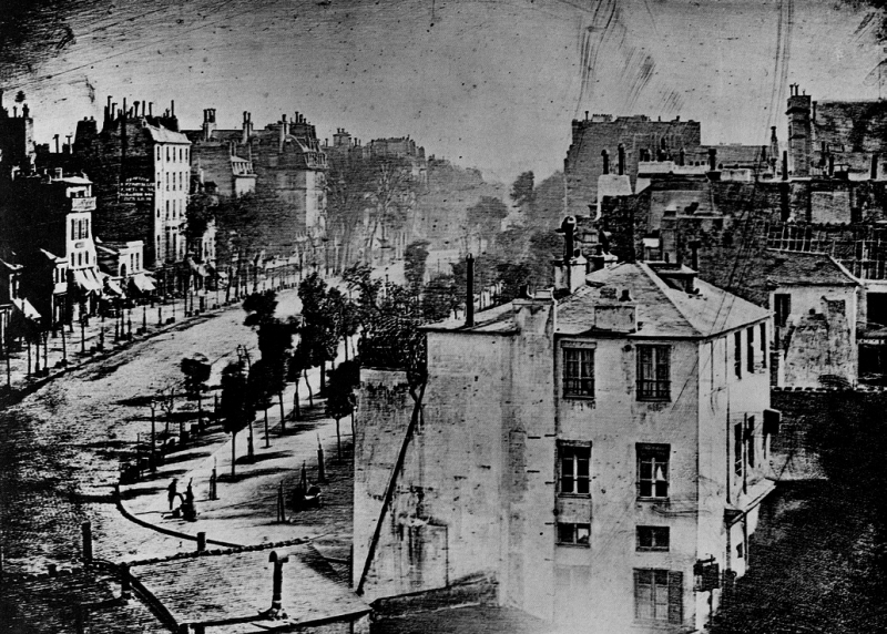 the first ever photo of a human being: daguerreotype taken in Paris by Louis Daguerre