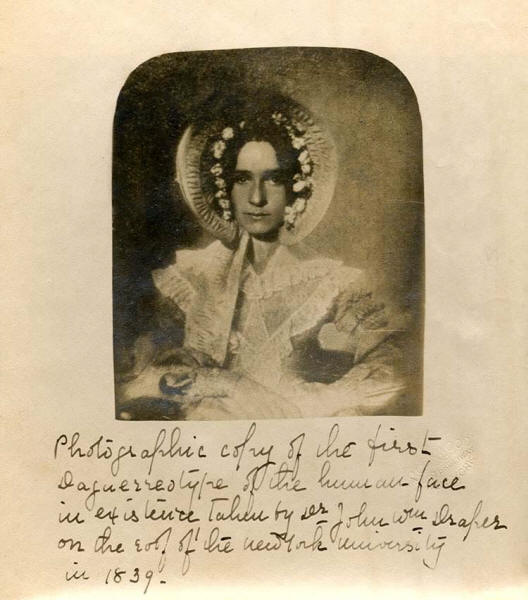 first photo, and first portrait photo, of a woman: Dorothy Catherine Draper, by her brother